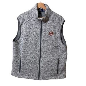 Vantage Harvard Embroidered Emblem Full Zip Vest Men's XL Heather Gray